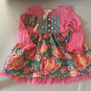 Pink and Blue Floral Kids Dress